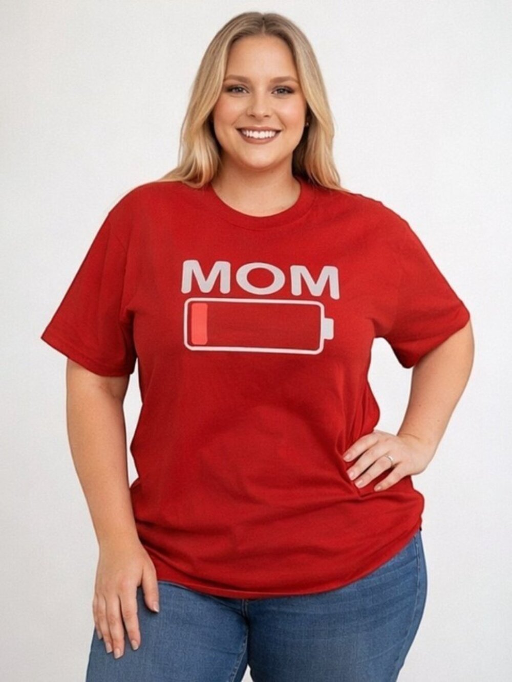 Humorous Mom's Battery Draining Graphic Tee - Energy Low Soft Stretch T-Shirt XL - Picture 5 of 5